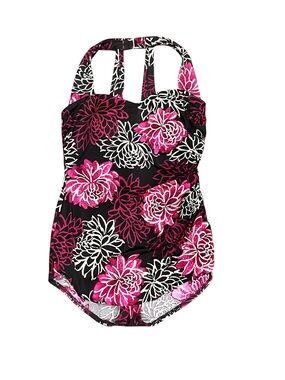 Miraclesuit One Piece Swimsuit Bathing Suit Slimming Black Pink swimDress 8 tall